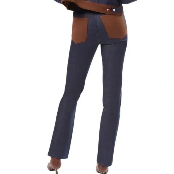 WE WORE WHAT Womens Jeans Size 24 Dark Wash Straight Leg Colorblock Icon - Picture 1 of 10